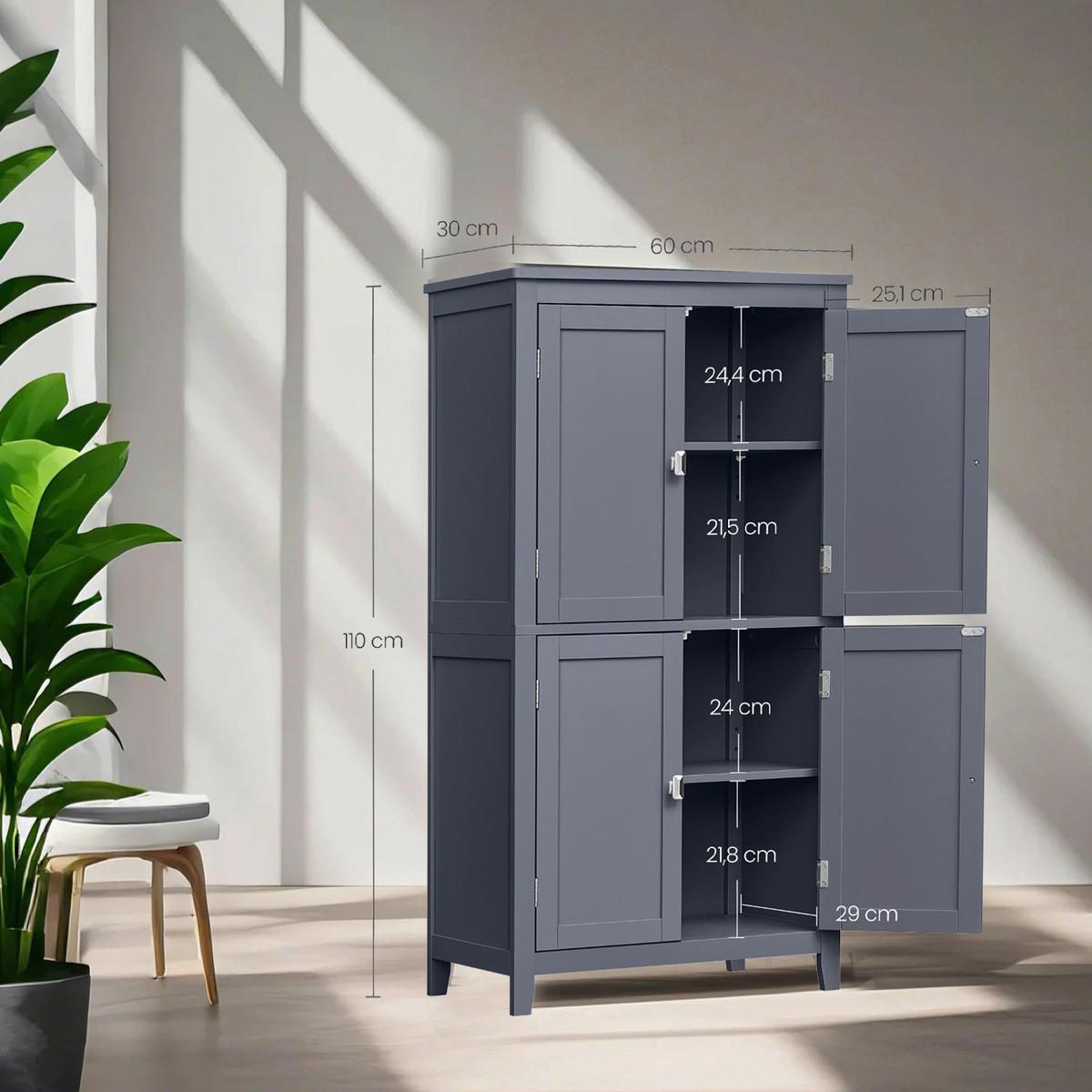 MIDISCHRANK BATHROOM CABINET - Goldfarben/Grau, MODERN, Holzwerkstoff/Metall (60/110/30cm) - MID.YOU
