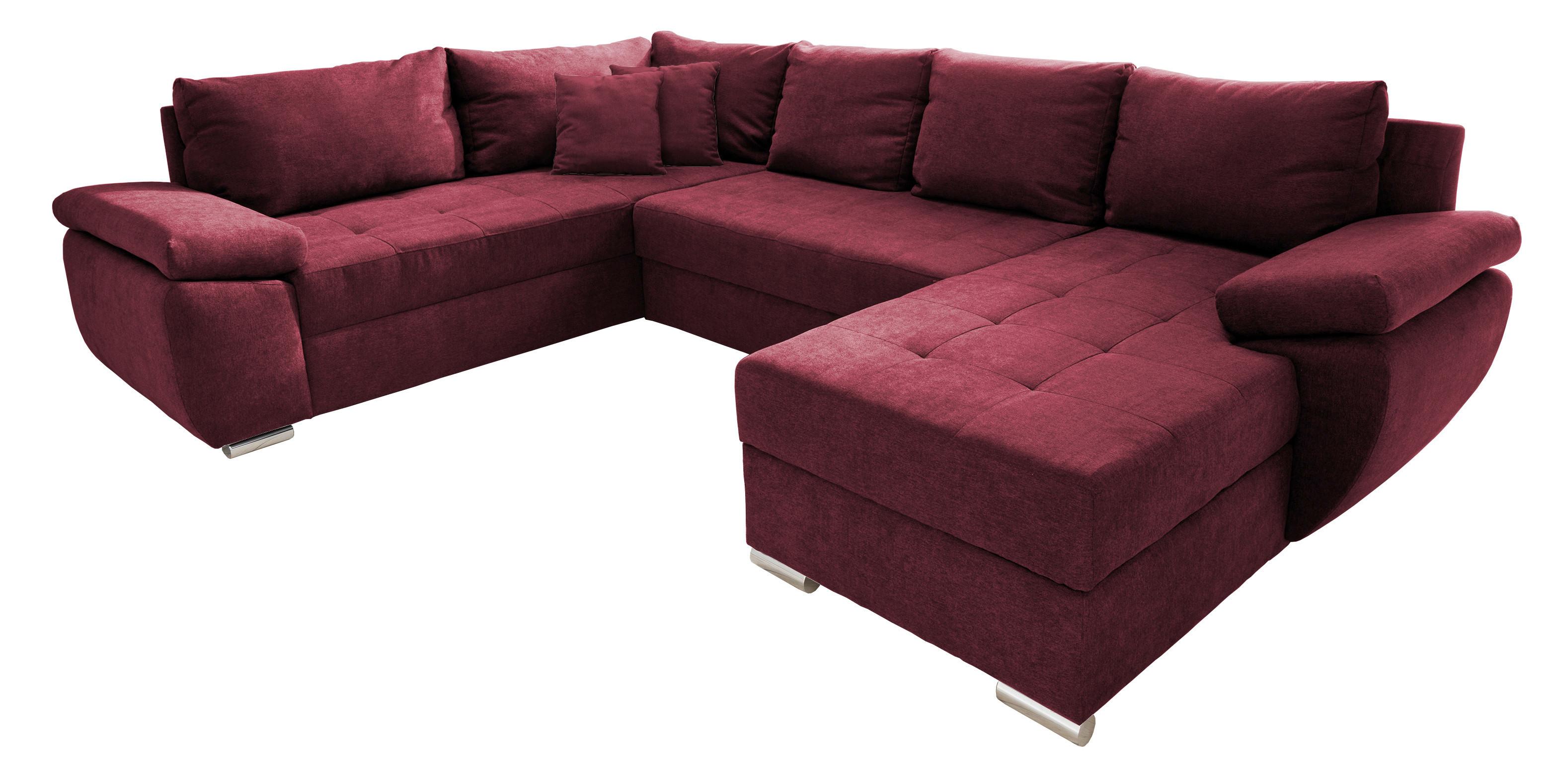 Sedežna Garnitura Terana, Rdeča, Ležišče, Predal - barve kroma/barve gozdnih sadežev, Konvencionalno (219/305/157cm) - Premium Living