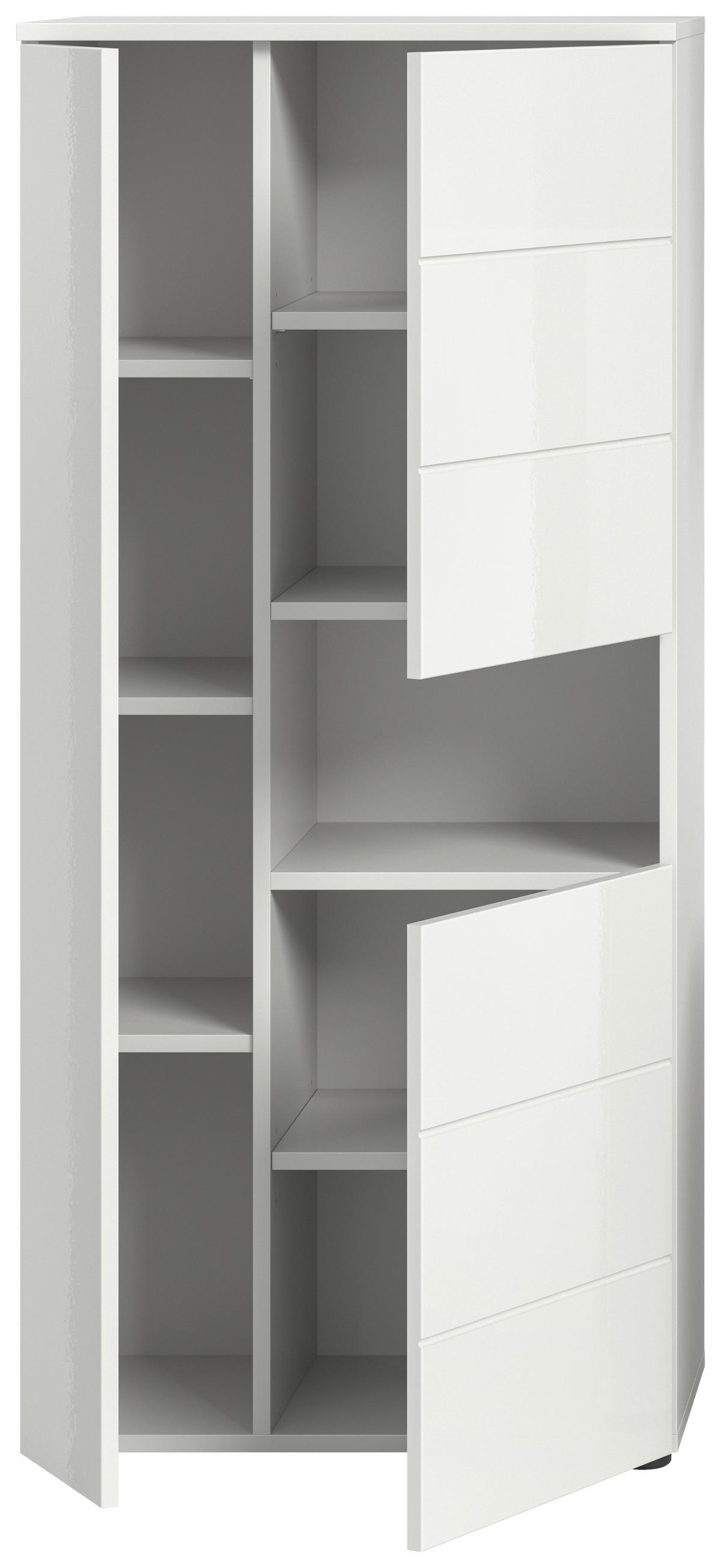 Midischrank Vira ca. 60x133x34 cm Weiß - Weiß Hochglanz/Schwarz, MODERN, Holzwerkstoff/Kunststoff (60/133/34cm) - MID.YOU