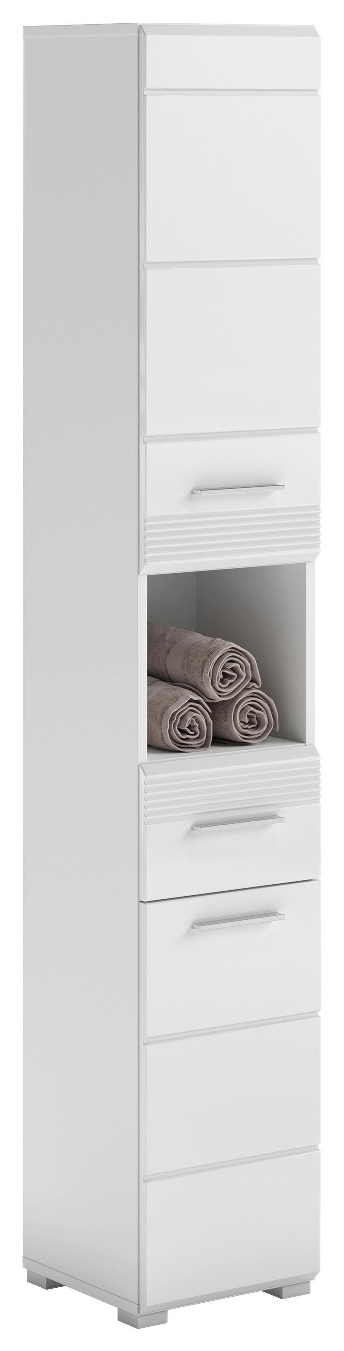 Visoka Omara Linus, Bela - bela/visoki sijaj, Moderno, umetna masa/leseni material (30/181/30cm) - MID.YOU