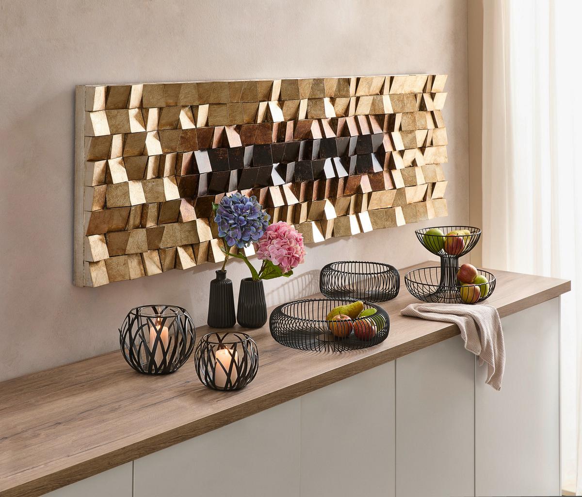 OBRAZ PRZESTRZENNY G120912XL - kolor srebrny/różnokolorowy, Design, tworzywo sztuczne/drewno (180/55cm) - Monee