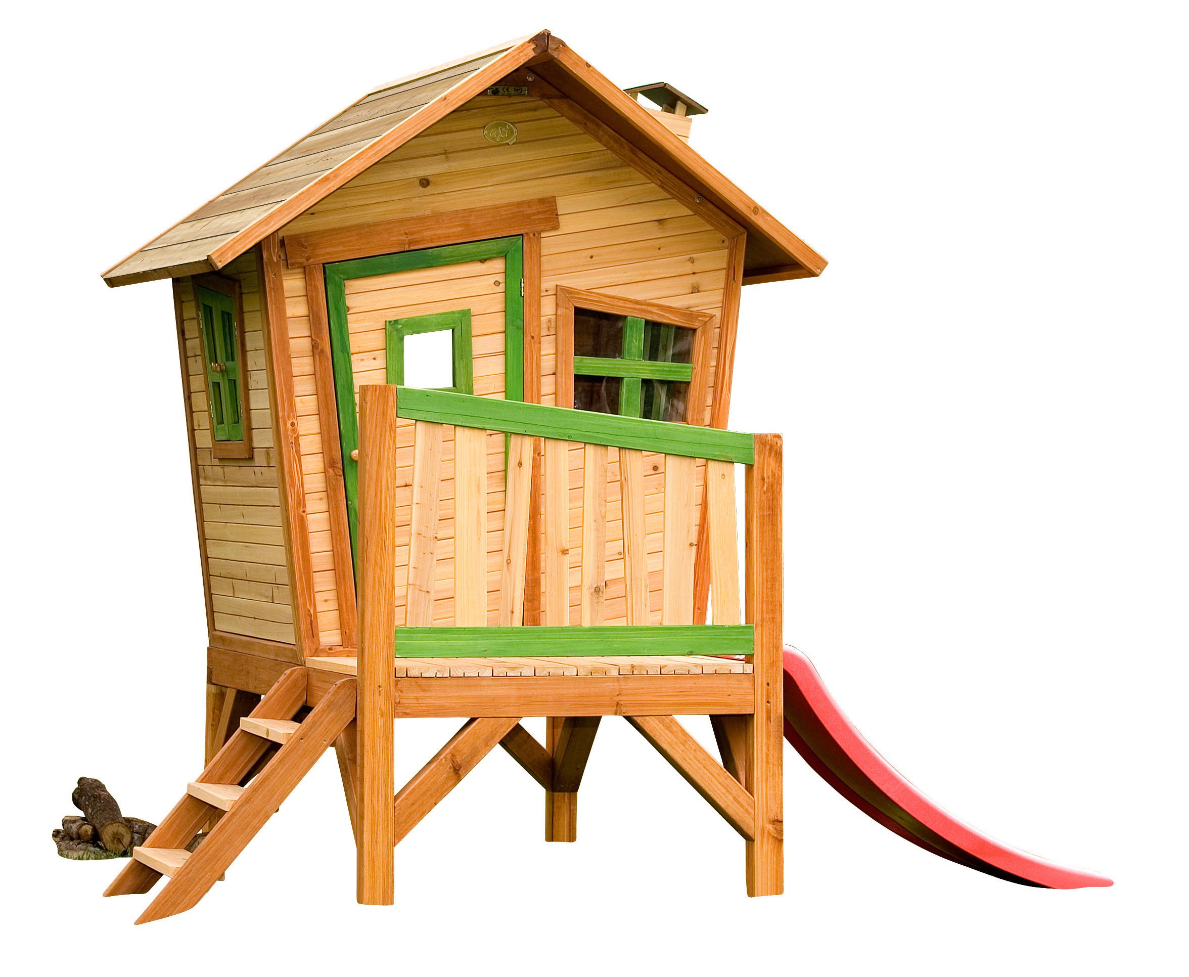 Spielhaus Axi Robin aus Zedernholz - Rot/Braun, Trend, Holz (262/203/157cm) - Ambia Garden