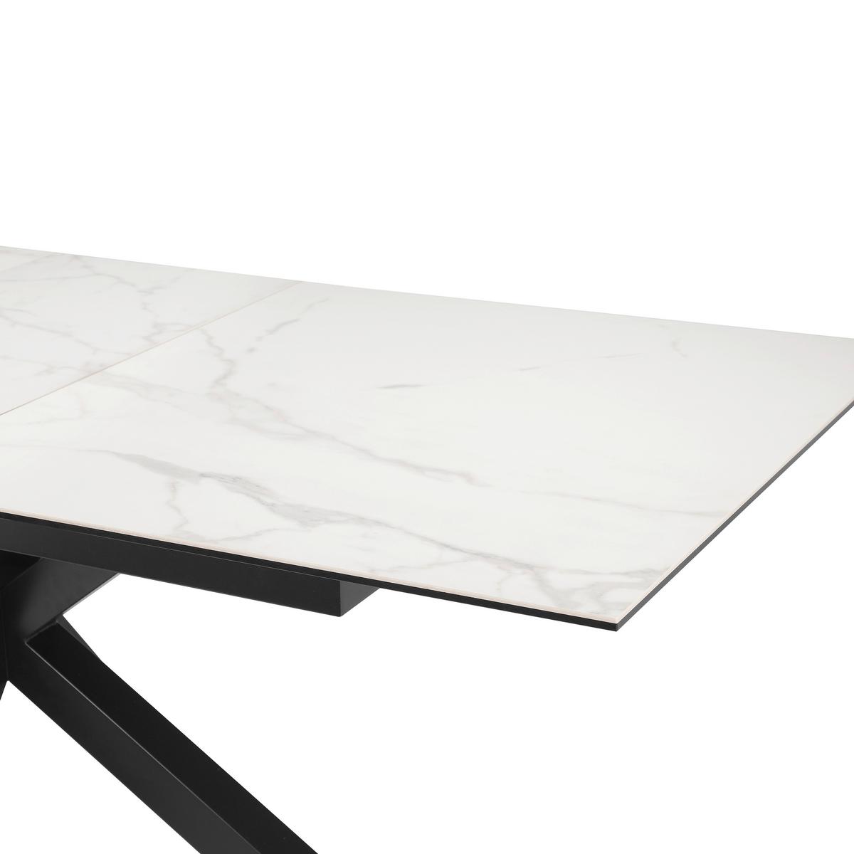 Raztegljiva Miza Lotus, Bela, 168-210x90 - črna/bela, Moderno, kovina/steklo (168-210/90/76cm) - MID.YOU
