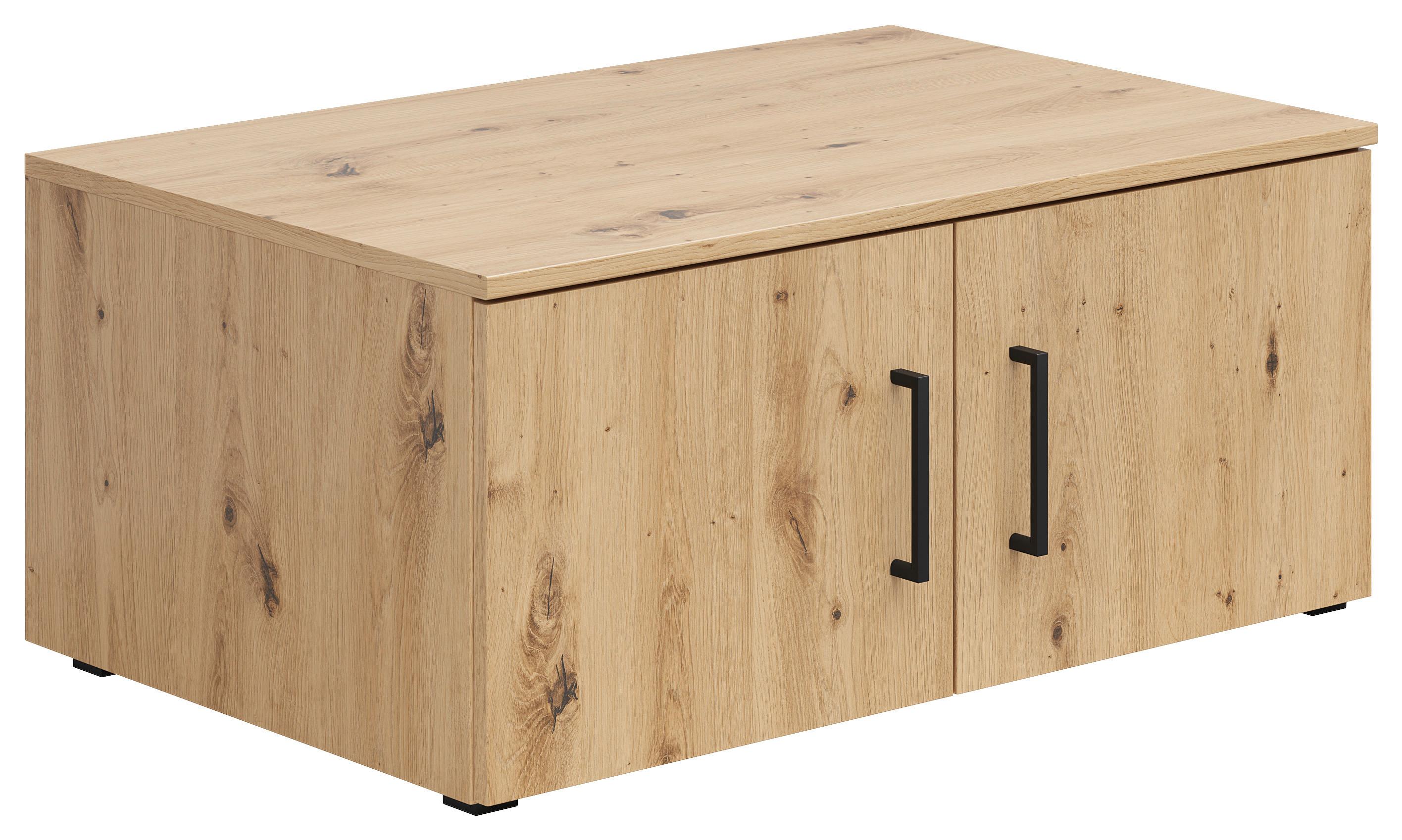 Aufsatzschrank Eiche Artisan - Schwarz/Eiche Artisan, Modern, Holzwerkstoff/Kunststoff (80/35/52cm) - Premium Living