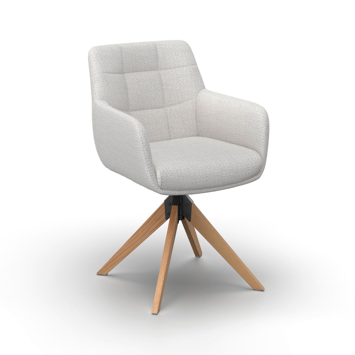 Armlehnstuhl Mailo Hellgrau Webstoff Drehbar Gepolstert - Hellgrau/Naturfarben, MODERN, Holz/Textil (56/92/62cm) - Bessagi Home