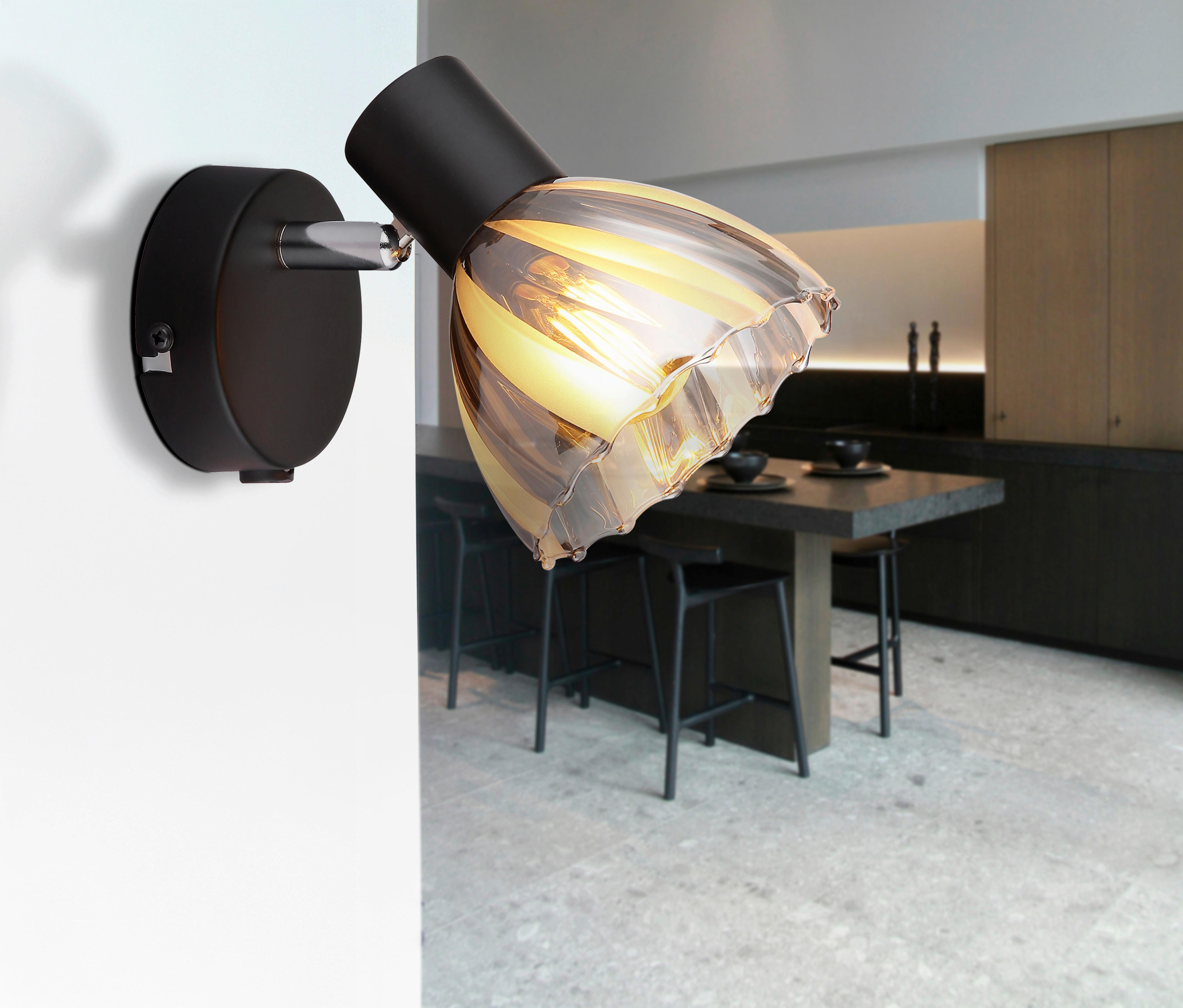 STRAHLER 54315S-1 ZACHERY - Schwarz/Grau, Konventionell, Glas/Metall (10/12,5cm) - Globo