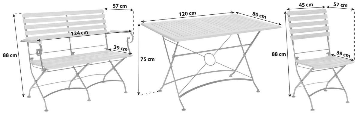 Vrtna Garnitura Lindau, Akacija - antracit/barve akacije, Basics, kovina/les (120/75/80cm) - Gardenson