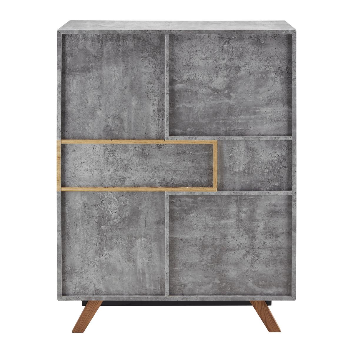 HIGHBOARD in grau "Casper" - Eichefarben/Grau, Modern, Holz (100/133,5/40cm) - Bessagi Home