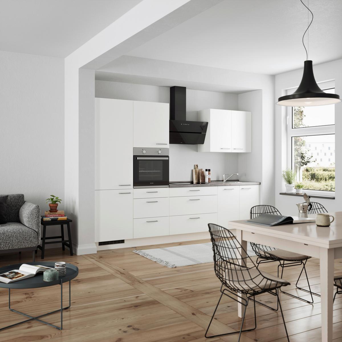 Küchenleerblock Touch High o. Geräte Weiß - Edelstahlfarben/Weiß, MODERN, Holzwerkstoff/Metall (300cm) - Nobilia