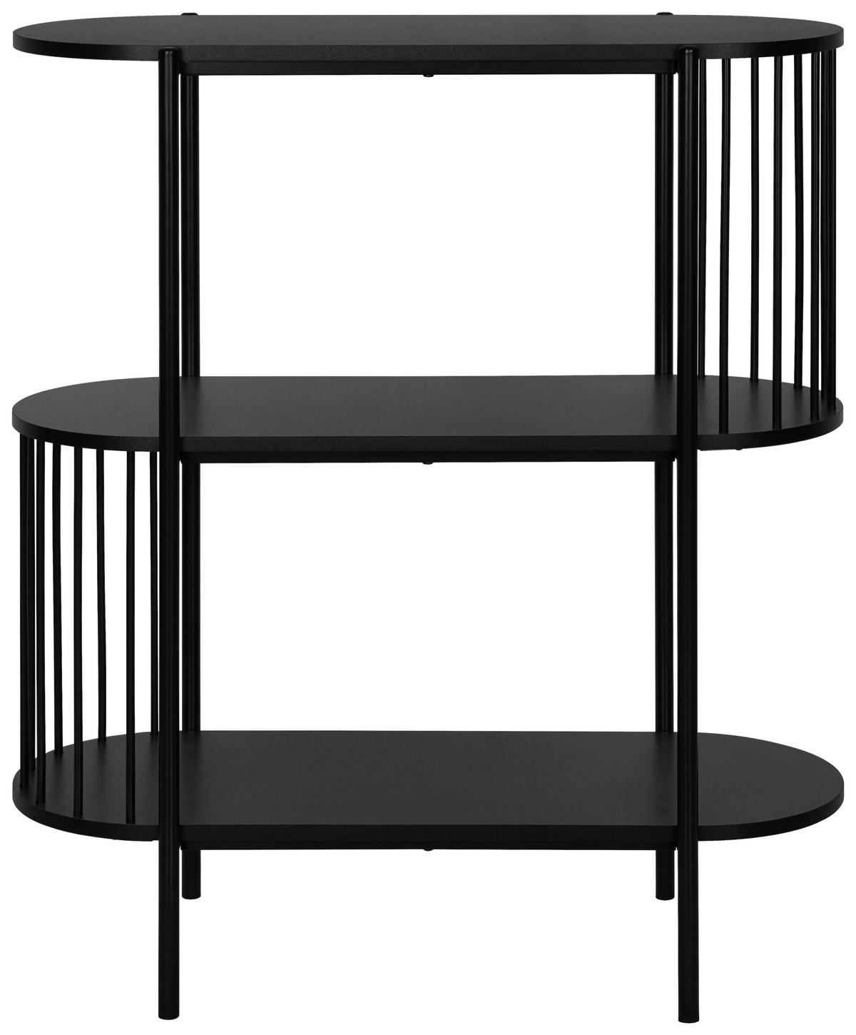 REGAŁ CURVE - czarny, Trend, materiał drewnopochodny/metal (80/95/34cm) - Xora