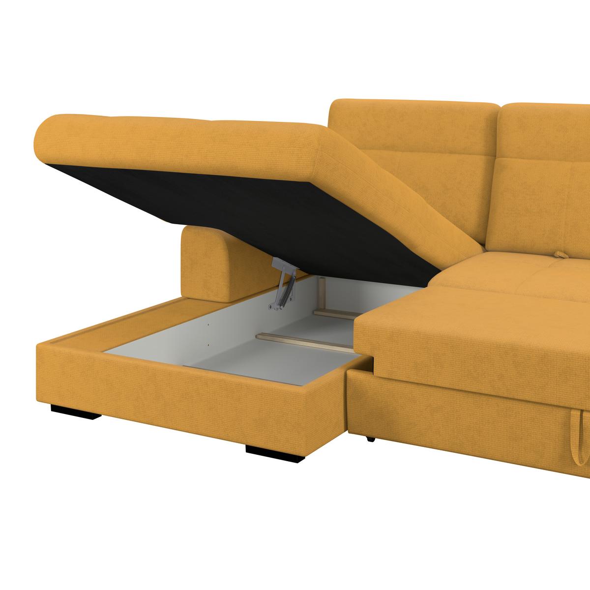 Kutna Garnitura Malaga - žuta/crna, Konvencionalno, tekstil/drvo (203/286cm) - Ondega