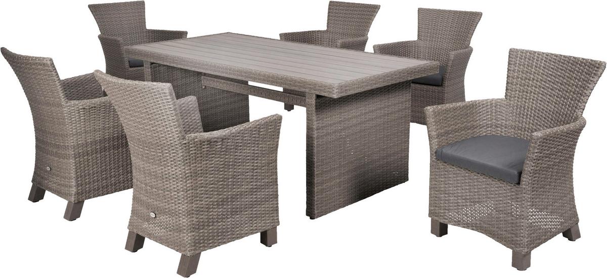 Gartentischgruppe Toskana 13-tlg. Grau - Grau, KONVENTIONELL, Holz/Kunststoff - Gardenson