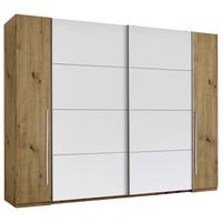 Schwebetürenschrank Joker Weiß ca. 312x225,5x60,3cm - Eichefarben/Alufarben, KONVENTIONELL, Holzwerkstoff/Kunststoff (312/225,5/60,3cm) - Mömax