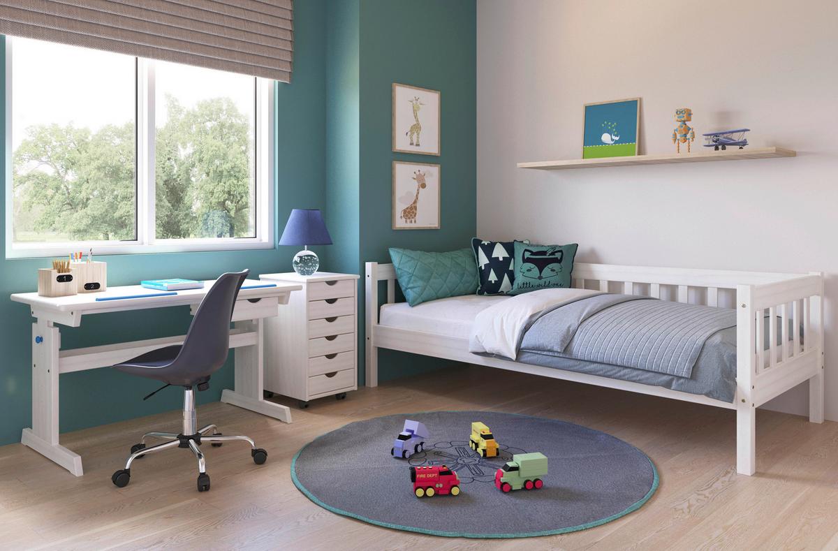 Jugendschreibtisch Baru Weiß/Rosa/Blau - Blau/Rosa, Basics, Holz/Holzwerkstoff (109/55/63-96cm) - MID.YOU