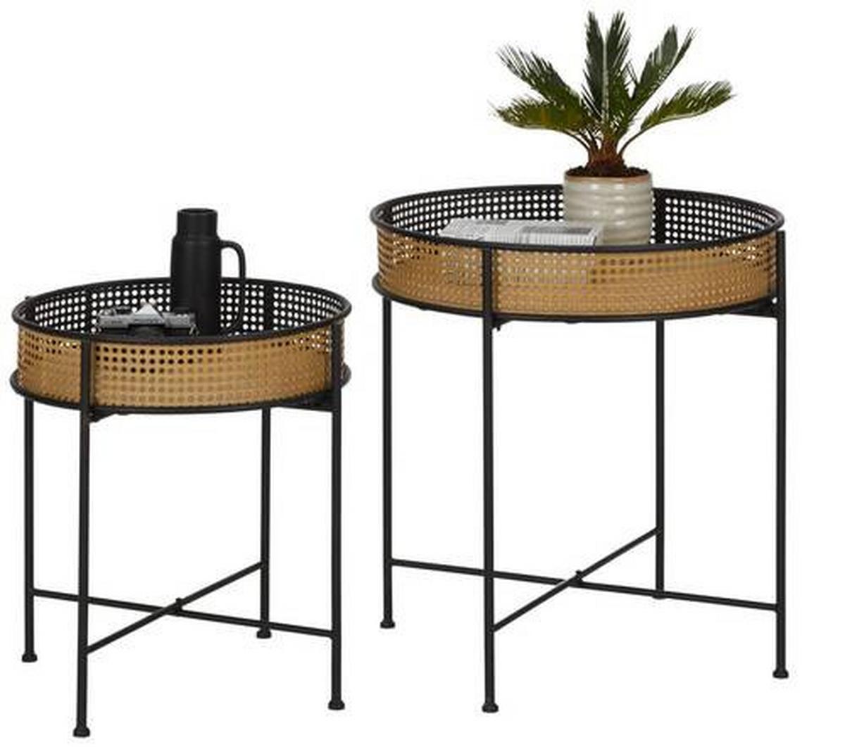 Set Mizic Eike, 2-Delni, Črna, Naravna Barva - črna/naravne barve, Trendi, kovina/leseni material (45-59/51-62,5cm) - Mömax
