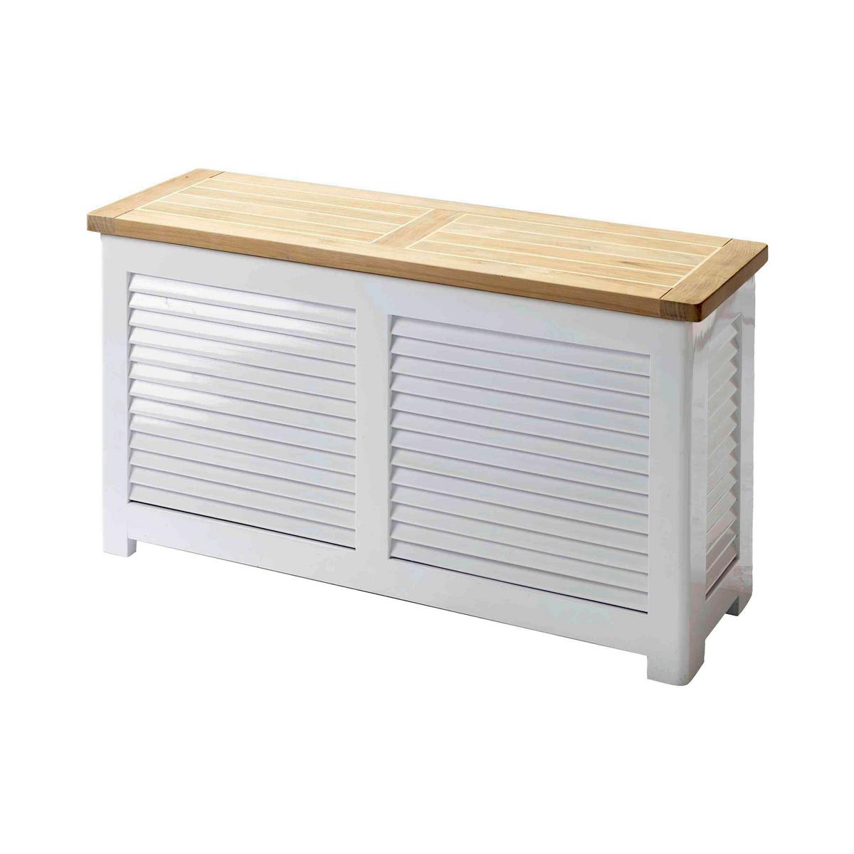 Truhe Classic ca.90x48x30cm Teakholz,Weiß - Weiß/Teakfarben, ROMANTIK / LANDHAUS, Holz (90/48/30cm) - MID.YOU