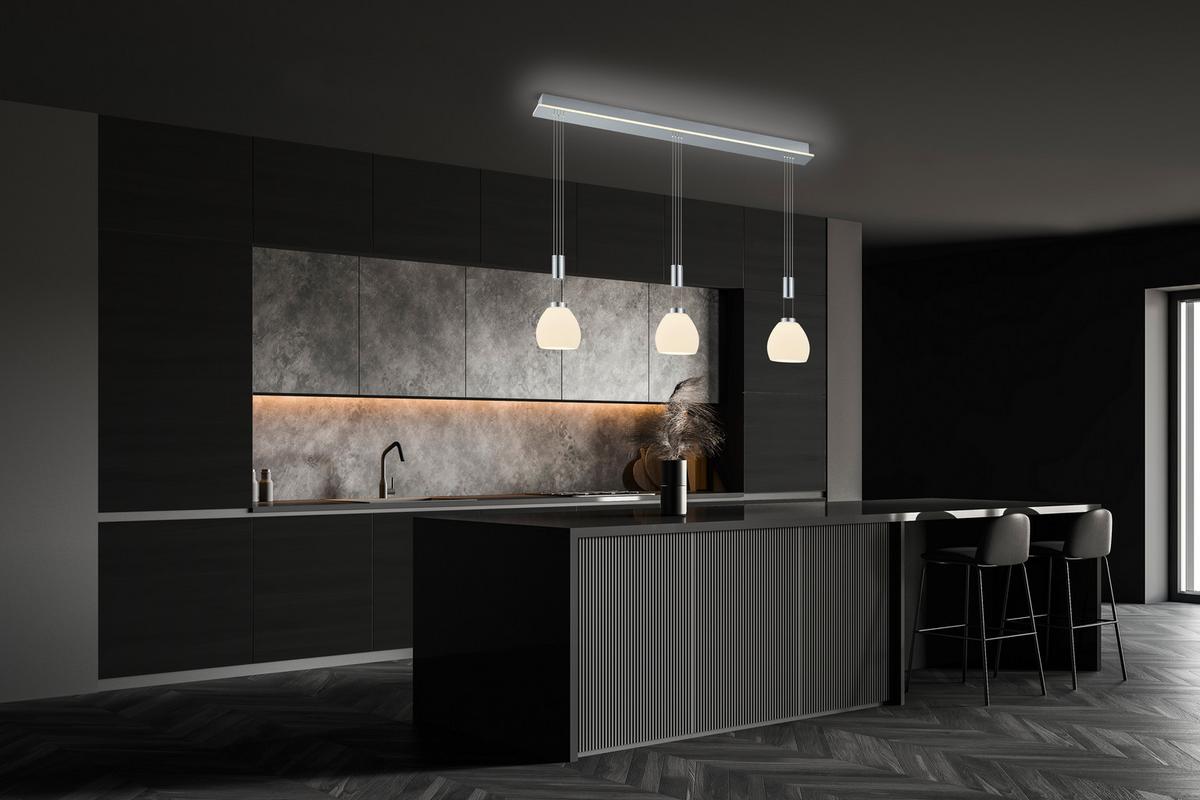 LAMPA WISZĄCA LED 20453/3-92 SAM - niklowy/biały, Konventionell, metal/szkło (110/bis 150cm) - Hell