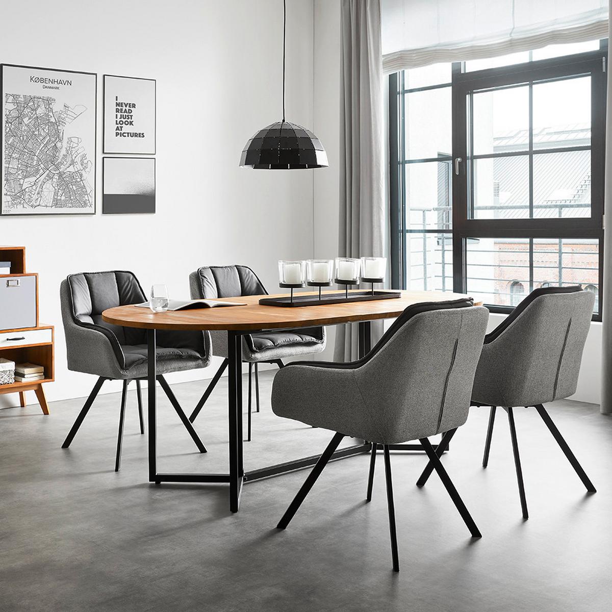 Armlehnstuhl Billy Grau Webstoff Drehbar Gepolstert - Dunkelgrau/Schwarz, MODERN, Holz/Textil (62/85/62cm) - Bessagi Home