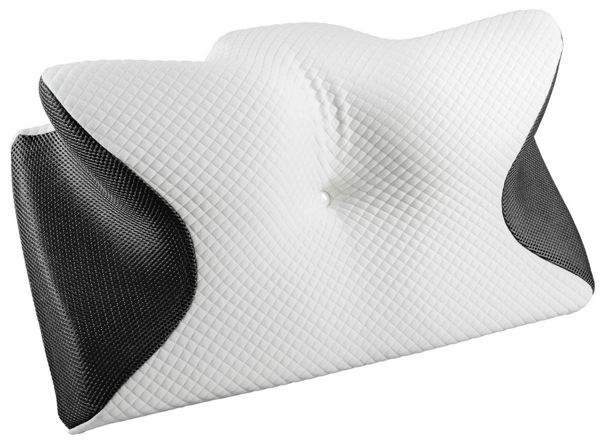 Ergonomikus Nyakpárna 61/34/12 - fekete/fehér, Basics, műanyag/textil (61/34/12cm)