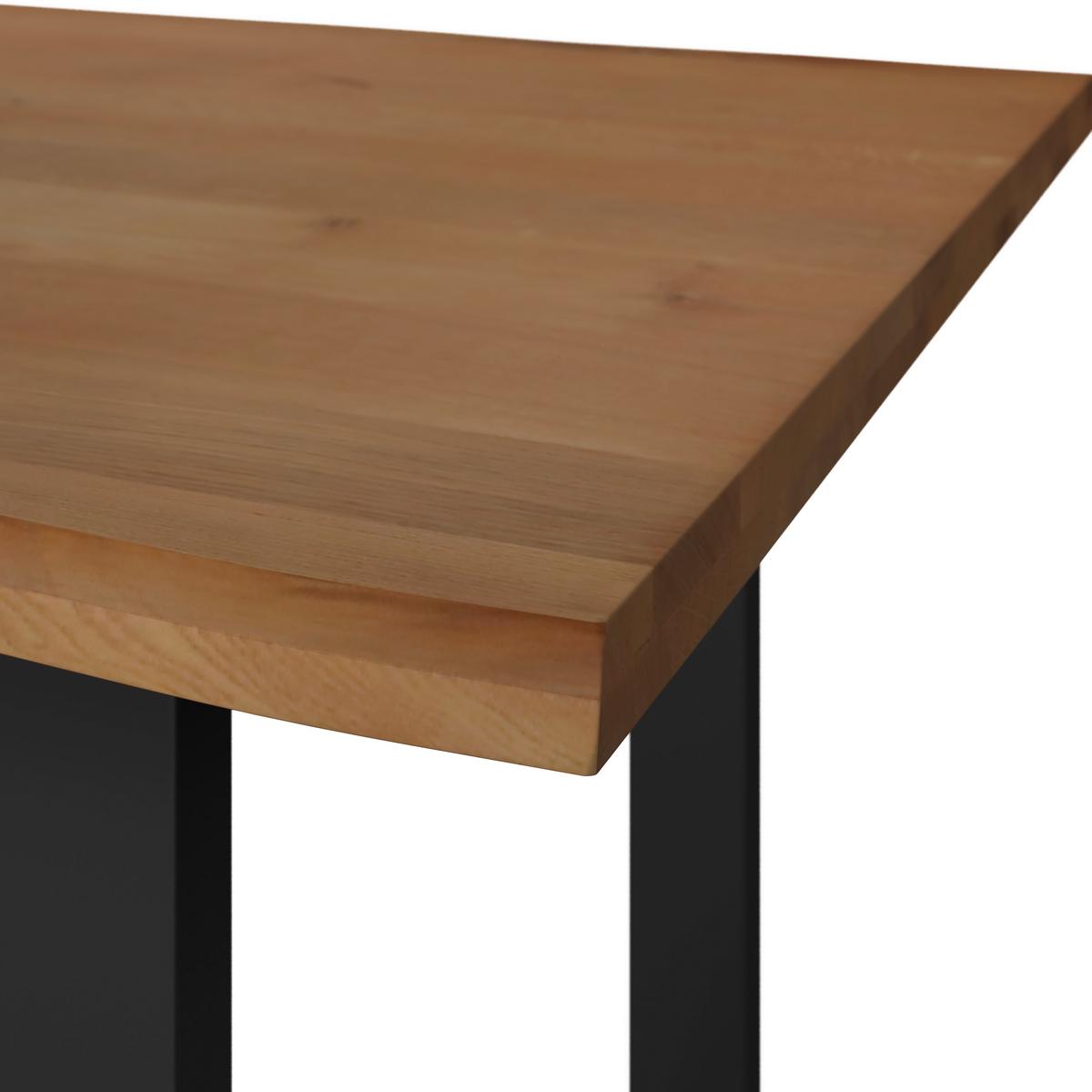 Esstisch Dan in Holz Eiche massiv ca. 160x90 cm - Eichefarben, MODERN, Holz/Metall (160/90/76cm) - Bessagi Home