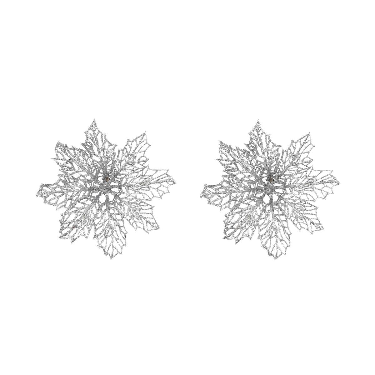 Dekor Virág Poinsettia - ezüstszínű, Konventionell, műanyag (13,5/3cm) - Modern Living