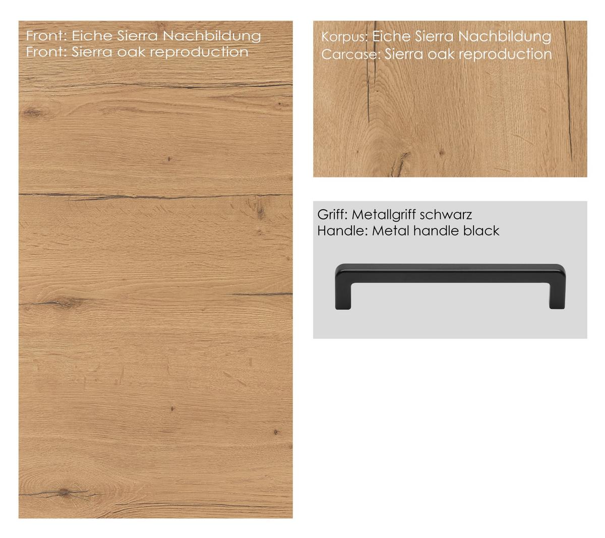 Apothekerschrank Structura Eiche - Eichefarben/Schwarz, MODERN, Holzwerkstoff/Metall (30/168/58cm) - Nobilia