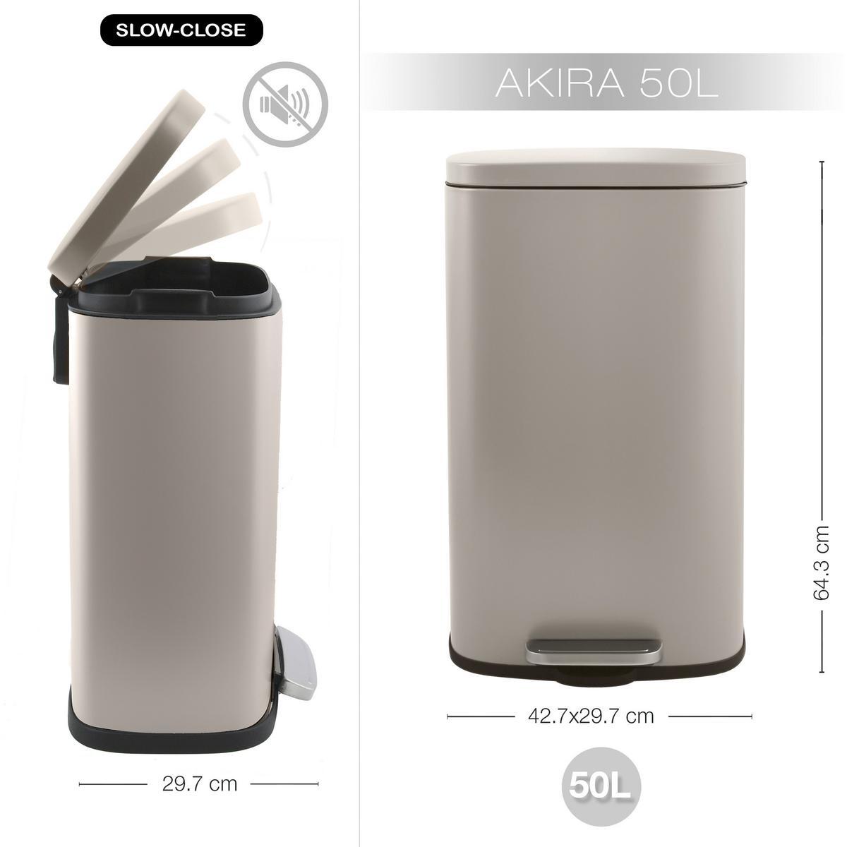 Treteimer Akira Matt-Taupe - Taupe/Schwarz, Basics, Kunststoff/Metall (42,7/29,7/64,3cm) - Spirella