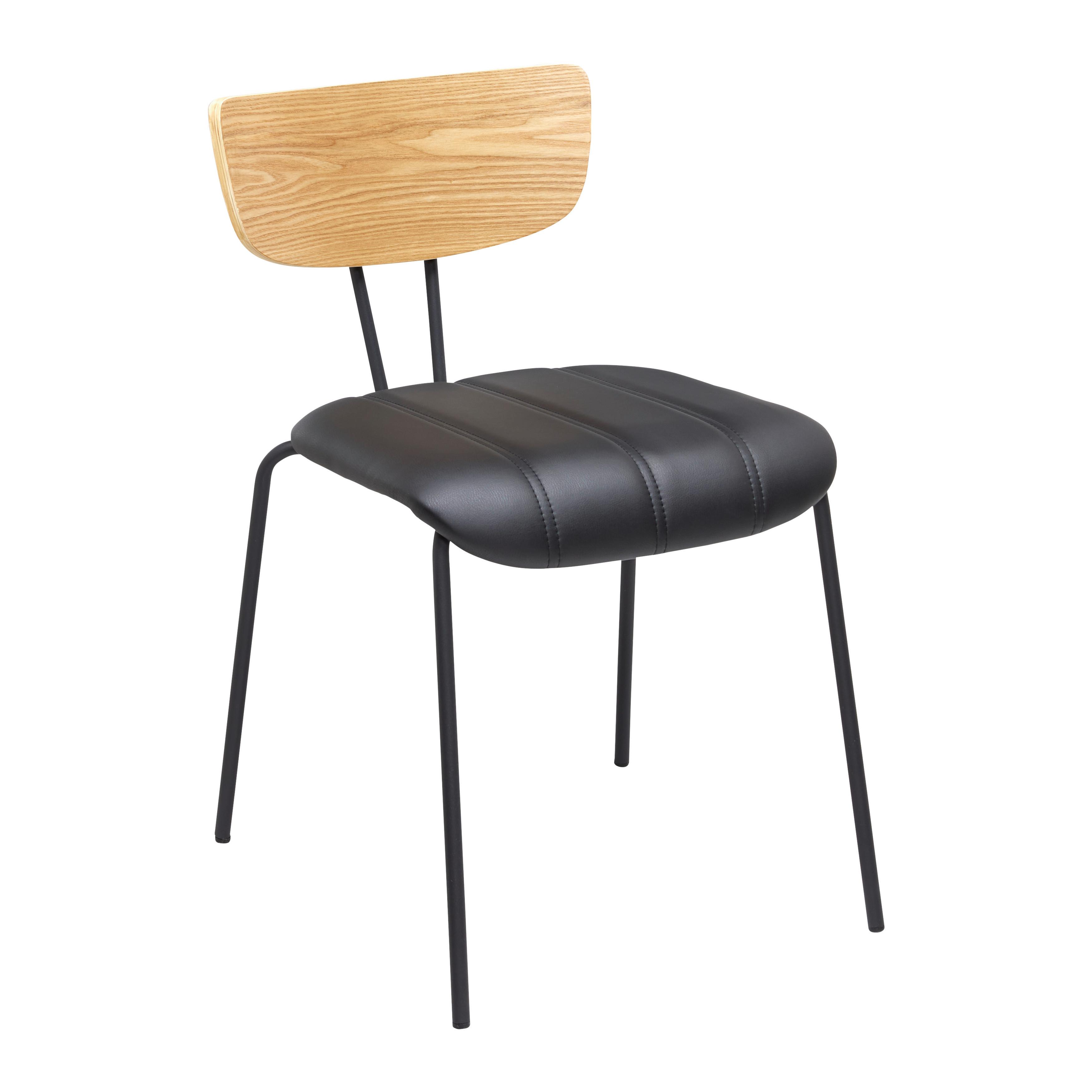 Stuhl Cera Schwarz Lederlook Gepolstert - Hellbraun/Schwarz, MODERN, Holz/Textil (42/78/54cm) - Bessagi Home