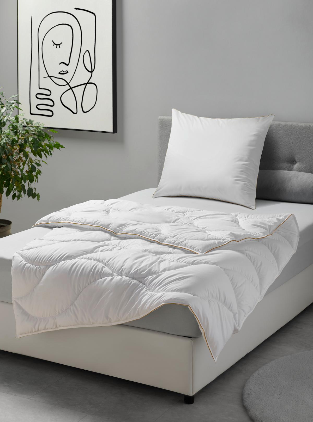 Kopfkissen Goldline Weiß ca. 80x80cm - Weiß, Kunststoff/Textil (80/80cm) - Premium Living