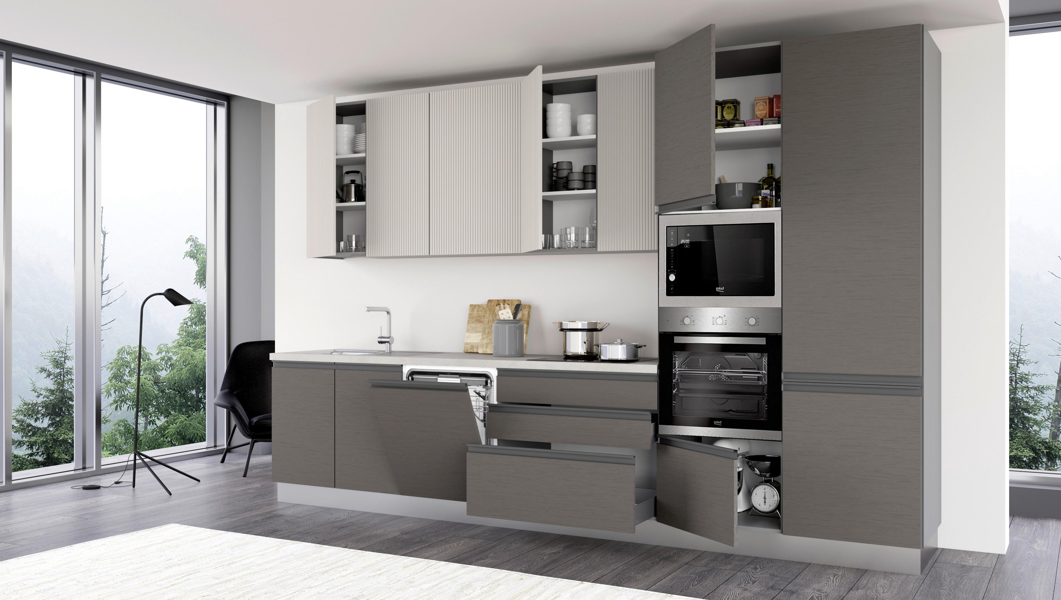 Kuhinjski Blok New Helena 360 Sx - brončane boje/kašmir, Konvencionalno, metal/drvo (360cm) - Mömax