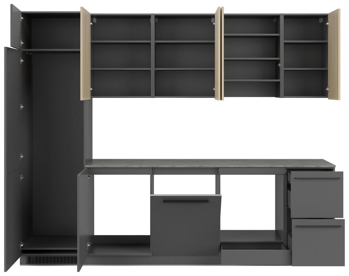 Küchenblock Milino o. E-Geräte Graphitgrau - Eichefarben/Graphitfarben, Basics, Holzwerkstoff/Kunststoff (285cm) - Visiona