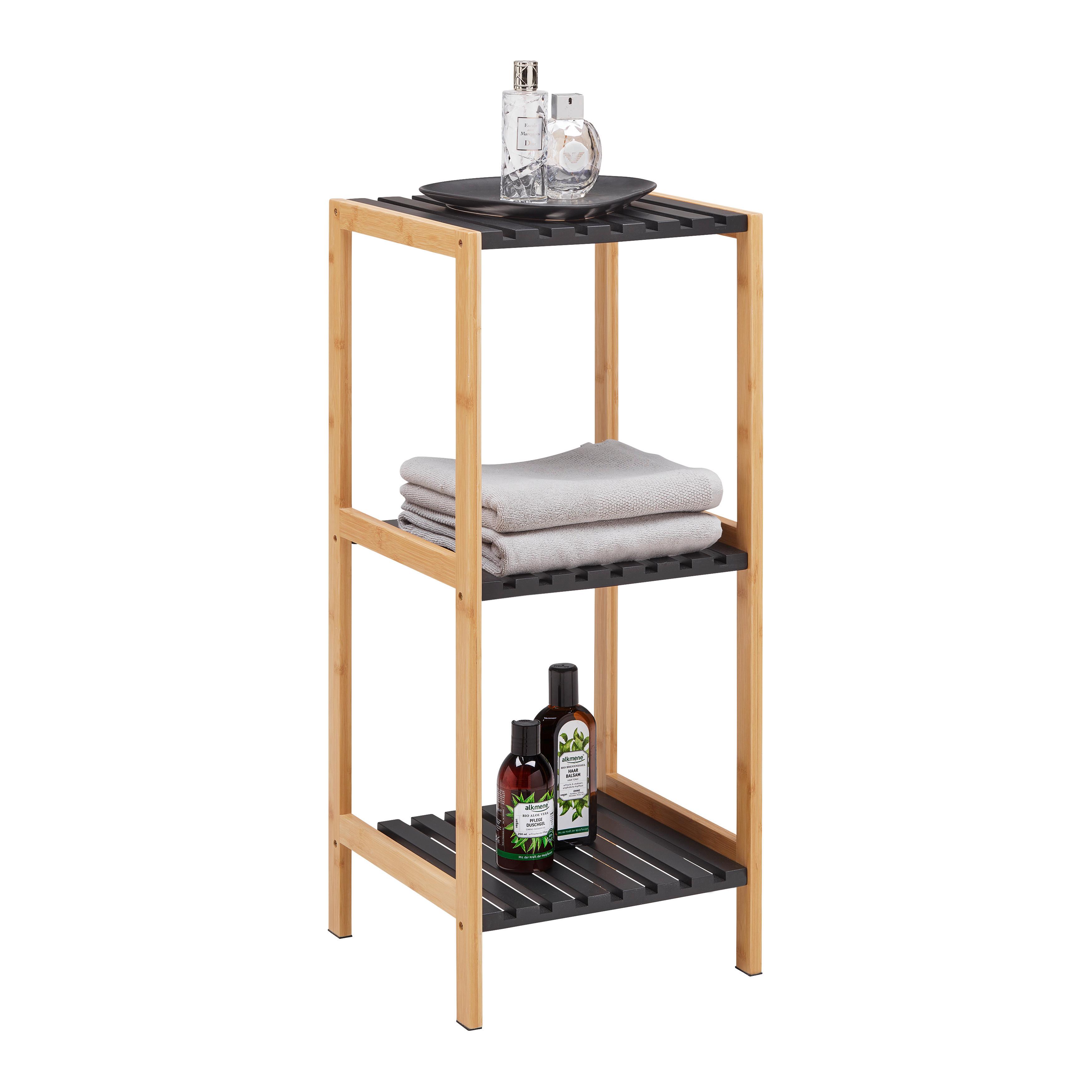 HYLLA ELSA -SB- - svart/naturfärgad, Modern, trämaterial/naturmaterial (34/79/33cm) - Mömax