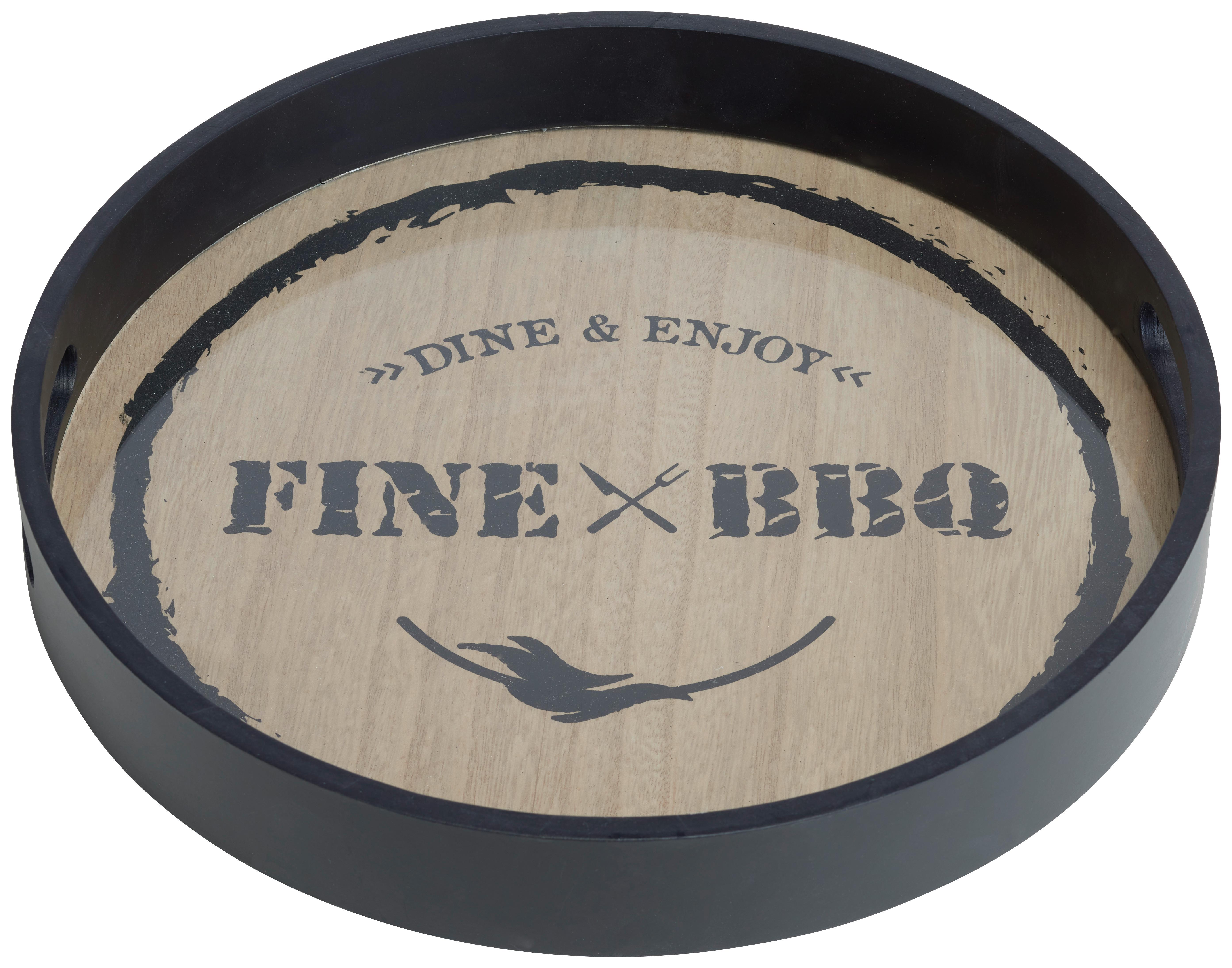 Tablett BBQ in Braun/Schwarz - Schwarz/Braun, MODERN, Glas/Holz (30/4.3cm) - Premium Living