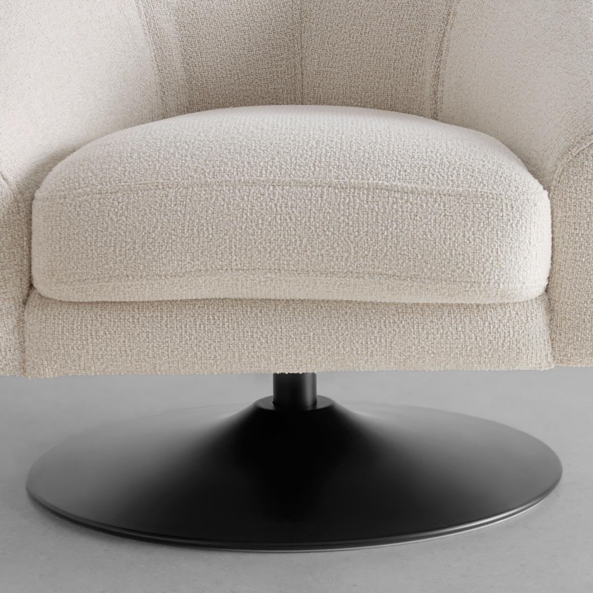 Designsessel Lugo drehbar Weiß/Beige - Beige/Schwarz, MODERN, Textil/Metall (93/72/79cm) - Premium Living