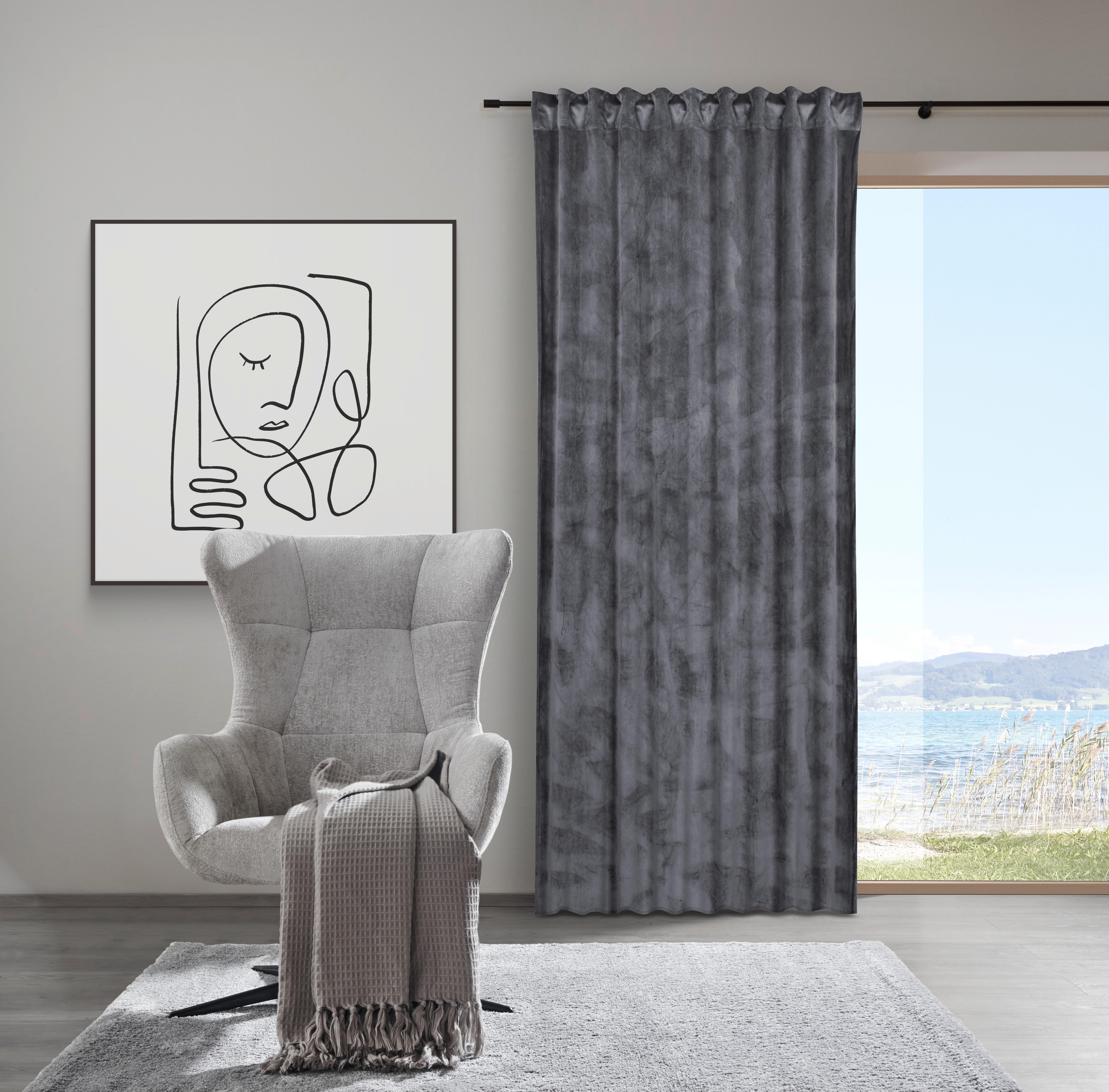 GARDINLÄNGD VIOLA - antracit, Klassisk, textil (140/245cm) - Premium Living