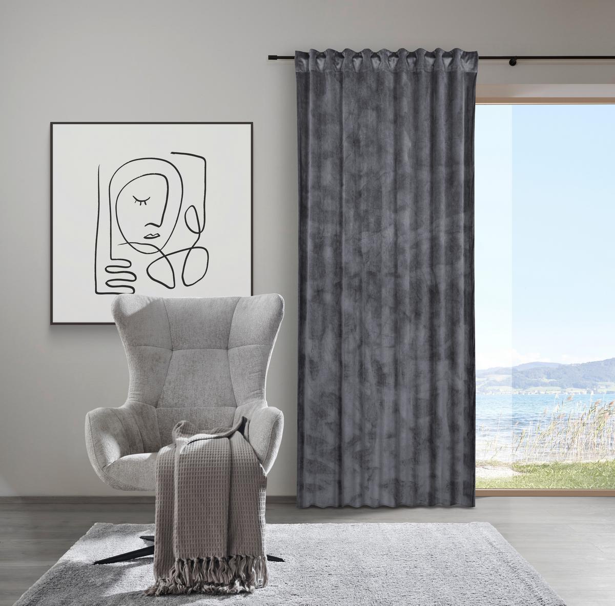 Fertigvorhang Viola Anthrazit ca. 140x245cm - Anthrazit, KONVENTIONELL, Textil (140/245cm) - Premium Living