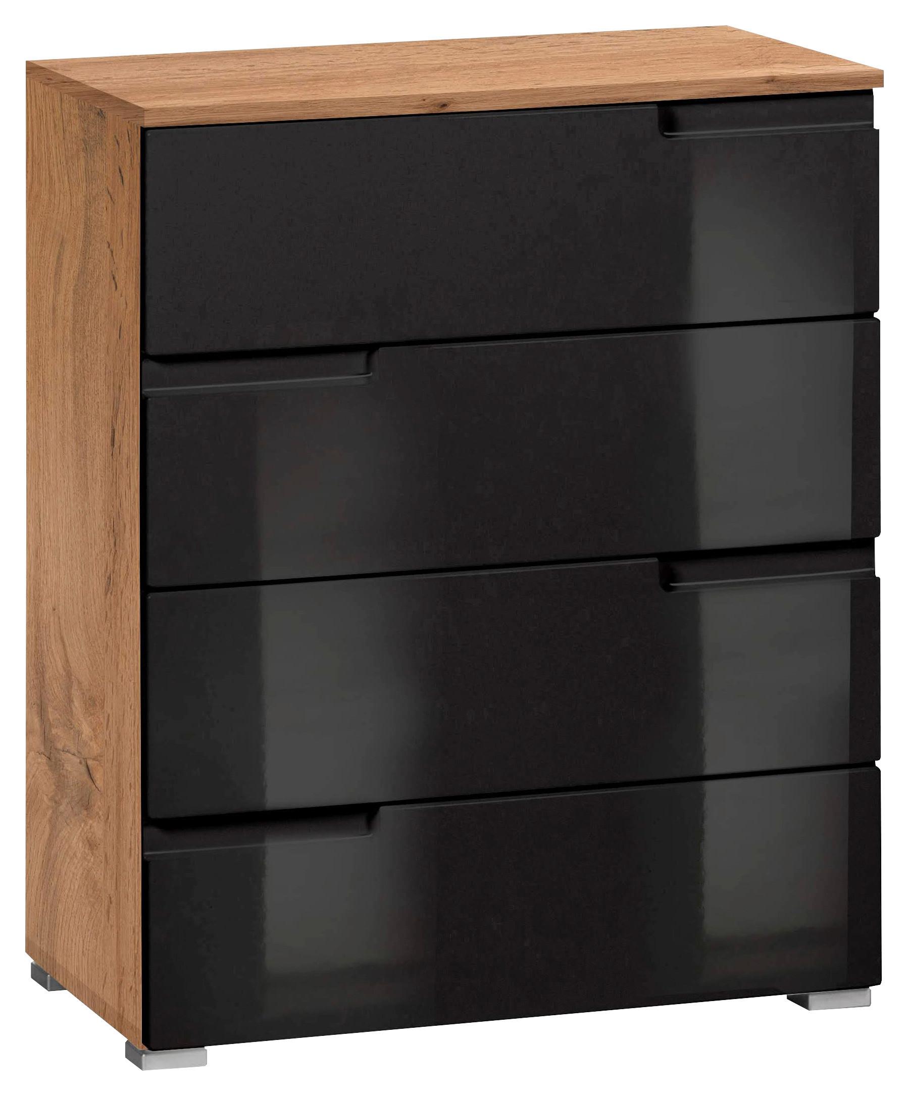 Komód, Fekete-tölgy Szín Moon - tölgyfa színű/fekete, Modern, faalapú anyag (65/80/40cm)