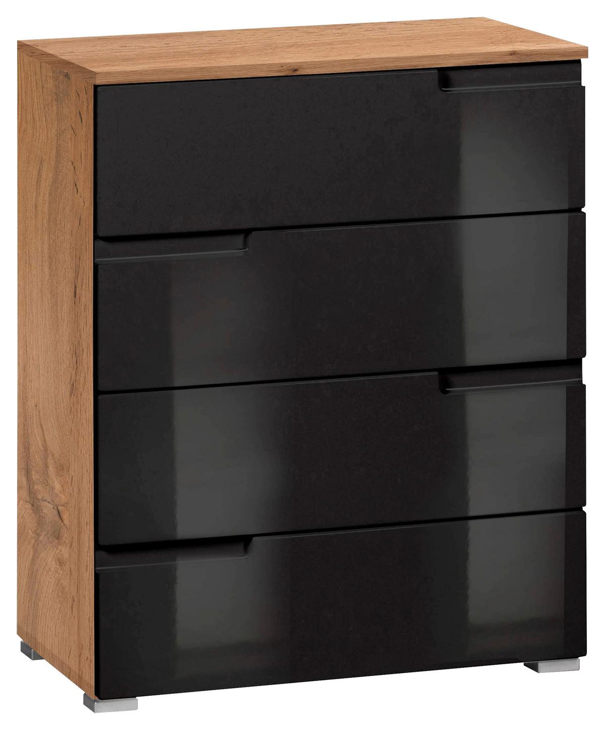 Komód, Fekete-tölgy Szín Moon - tölgyfa színű/fekete, Modern, faalapú anyag (65/80/40cm)