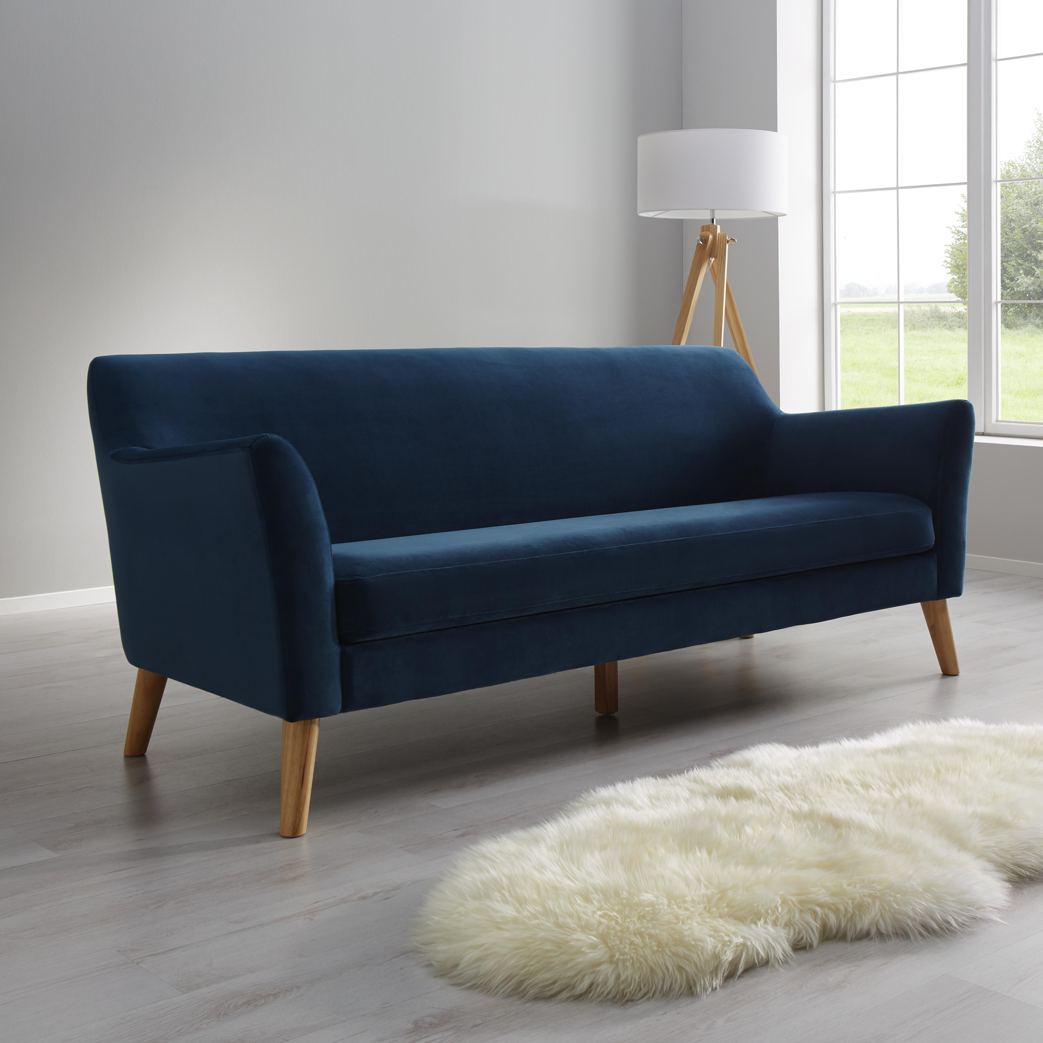 Sofa in Blau 'Patrick' - Blau, MODERN, Holz/Textil (200/84/84cm) - Bessagi Home