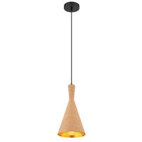 Viseča Svetilka 15687h - zlate barve/črna, Natur, kovina/tekstil (19/140cm) - Globo