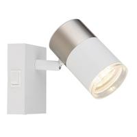 Strahler Brisbon Weiß/Nickelfarben max. 25 Watt - Transparent/Weiß, Basics, Kunststoff/Metall (7/9cm) - Globo