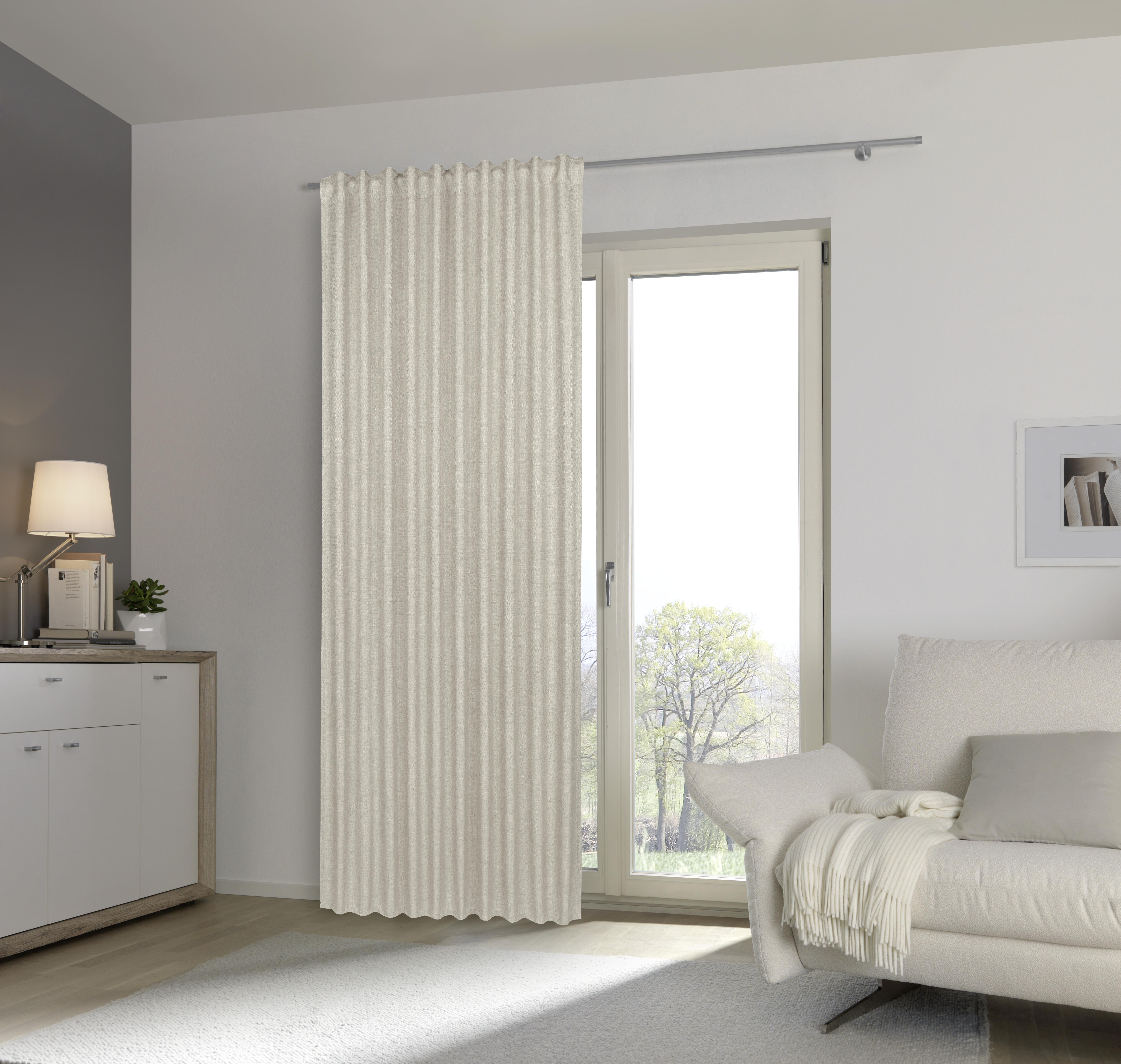 ZASŁONA GOTOWA FREDDY - beżowy, Basics, tkanina (140/245cm) - Boxxx