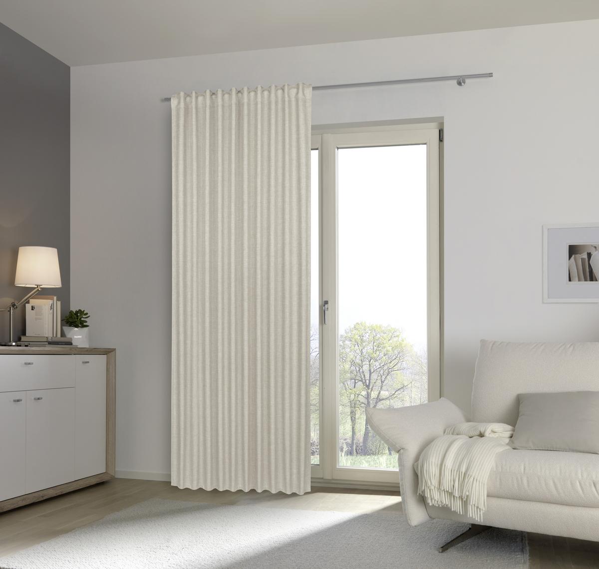 ZASŁONA GOTOWA FREDDY - beżowy, Basics, tkanina (140/245cm) - Boxxx