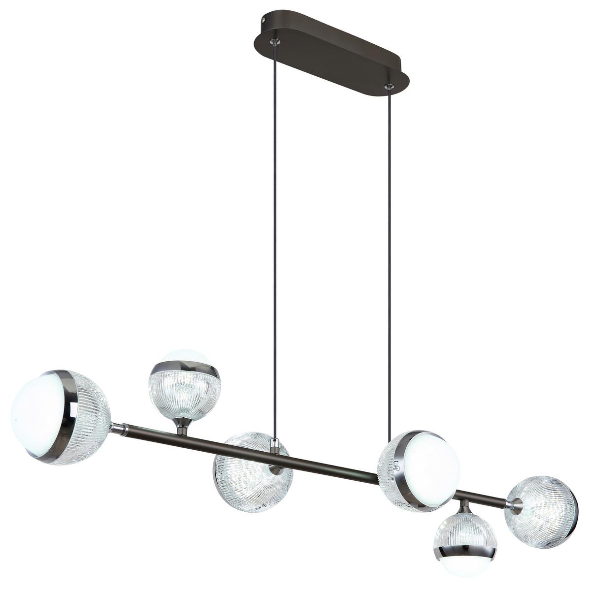 LED-Hängeleuchte Untsy Chrom-/Titanfarben max.42 Watt - Chromfarben/Klar, KONVENTIONELL, Kunststoff/Metall (91/28cm) - Globo