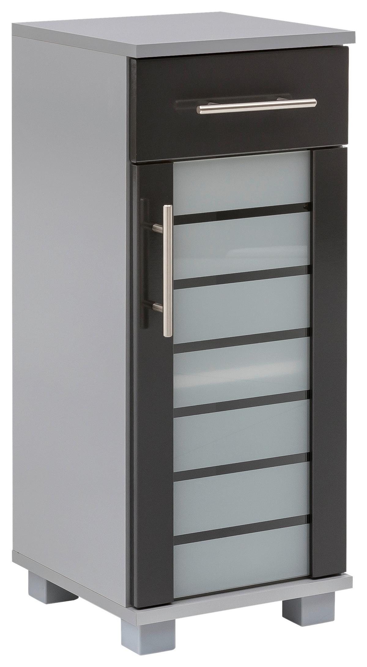 Unterschrank Niko Anthrazit/Silber - Edelstahlfarben/Anthrazit, MODERN, Glas/Holzwerkstoff (30,3/75,3/32,6cm) - MID.YOU