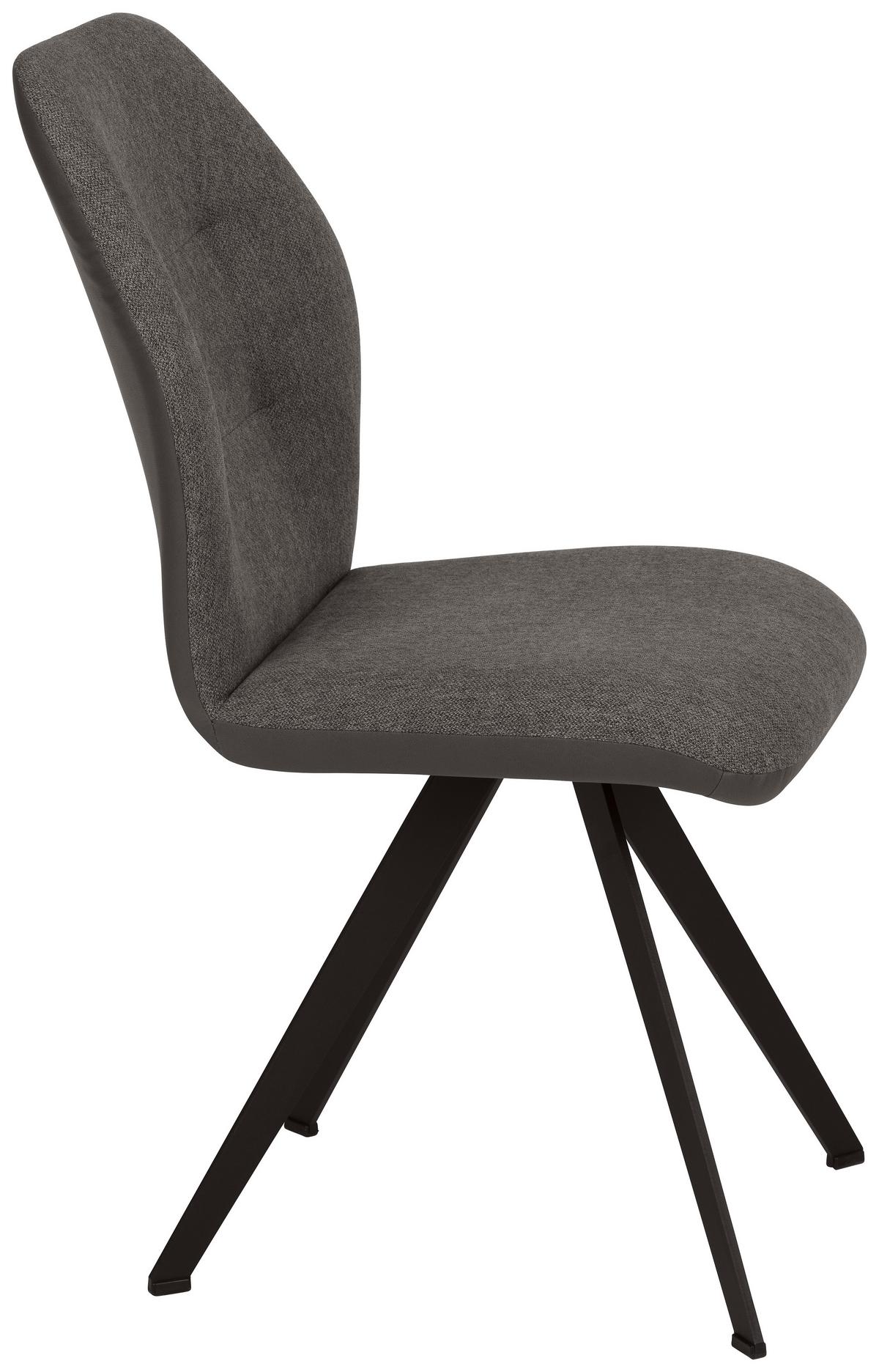 Stuhl in Dunkelgrau - Dunkelgrau/Schwarz, Modern, Textil/Metall (48/96,5/63cm) - Premium Living