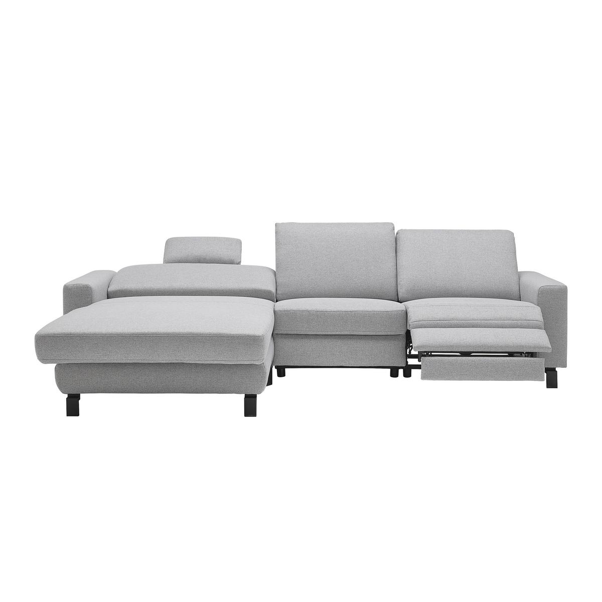 Wohnlandschaft Corvara Plus Grau - Schwarz/Grau, MODERN, Textil/Metall (286/91/187cm) - Premium Living