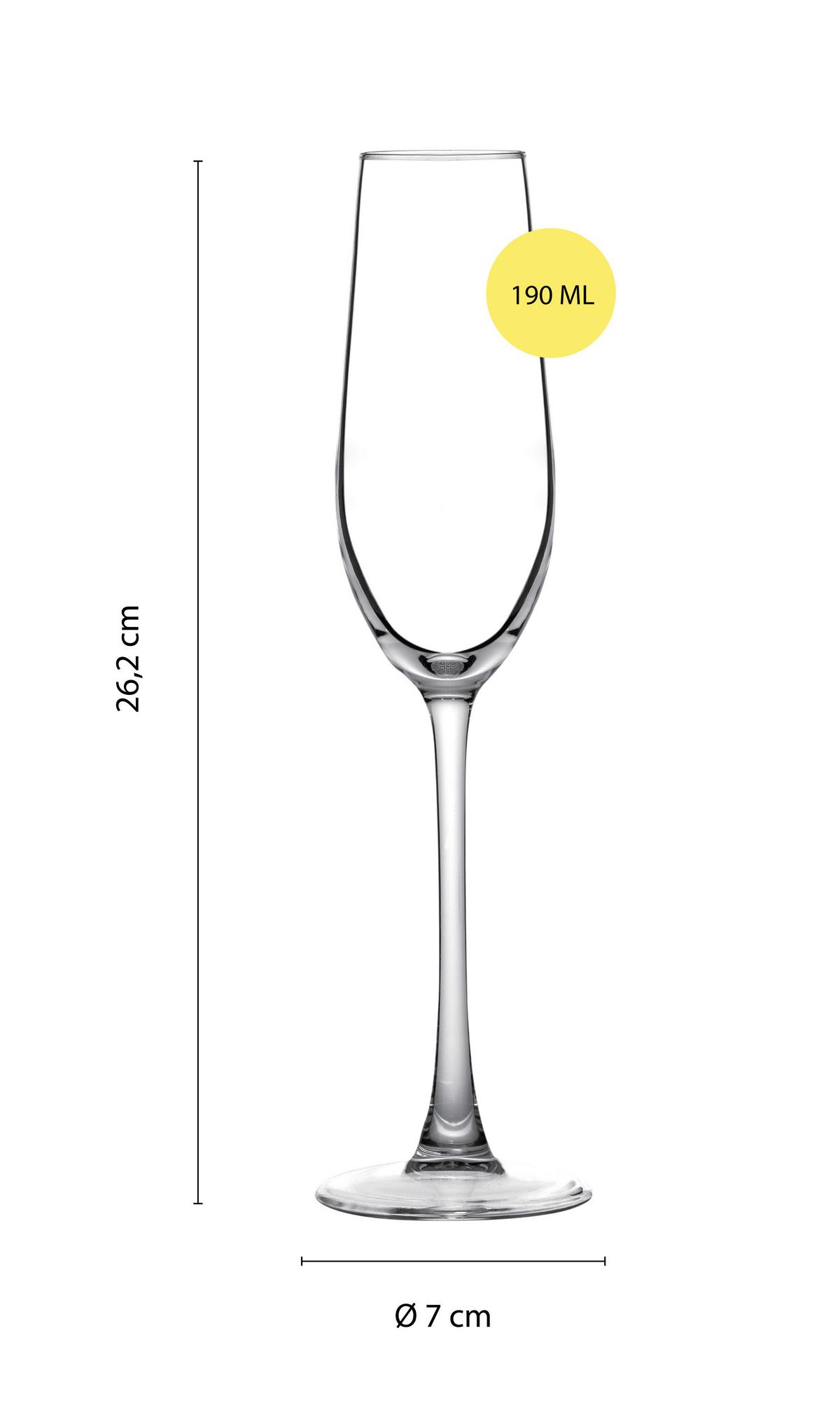 Pohárkészlet Sekt-Gläser, Ew-Tg-2892-Cb - áttetsző, Basics, üveg (7/26,2cm) - Echtwerk