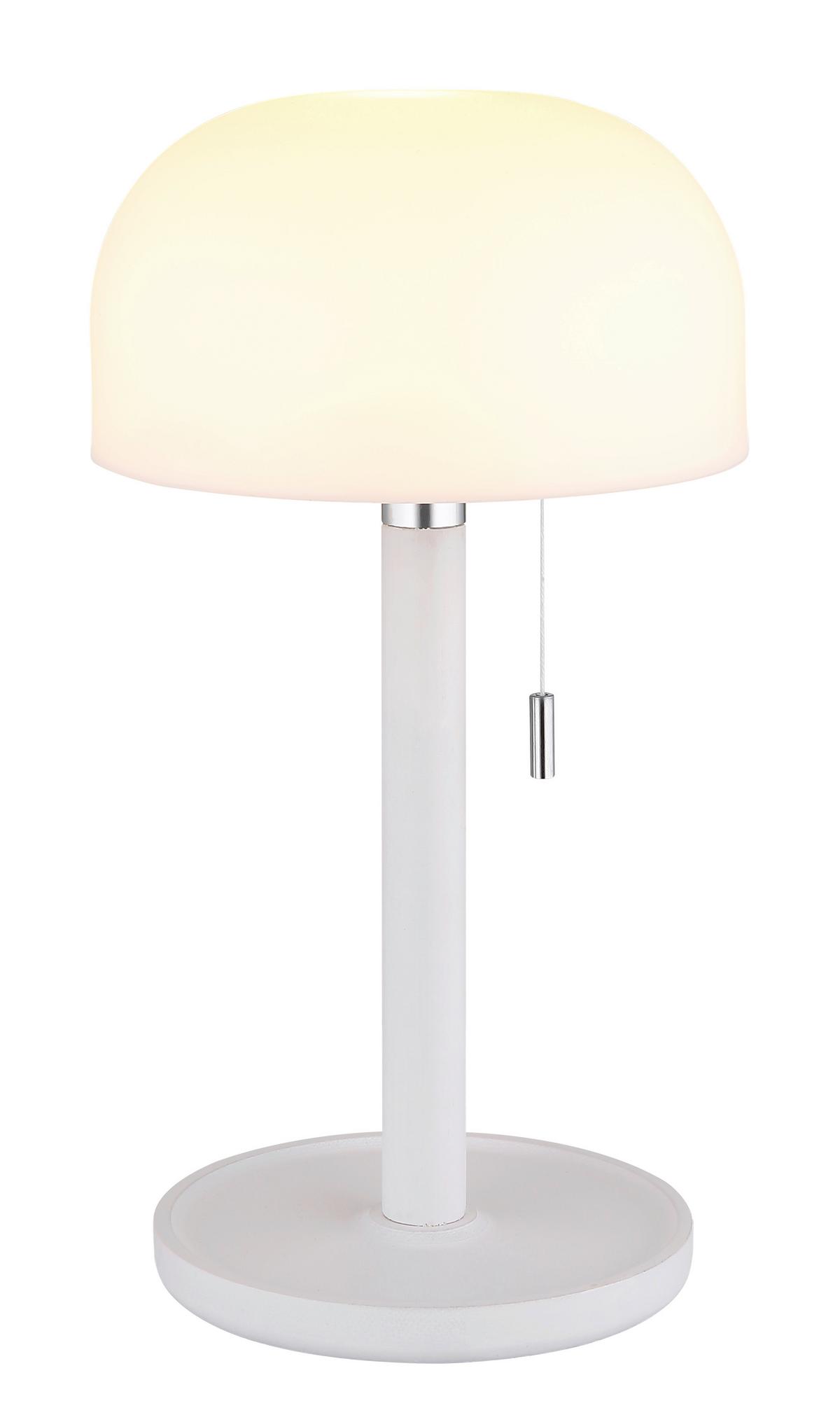 Stolna Punjiva Svjetiljka Norman - bijela/opalna, Konvencionalno, drvo/plastika (15/28cm) - Globo