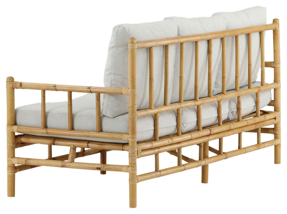 Loungesofa Cane Bambus Rattan ca. 180x77 cm - Hellbraun/Creme, KONVENTIONELL, Holz/Textil (180/88/77cm) - Gardenson